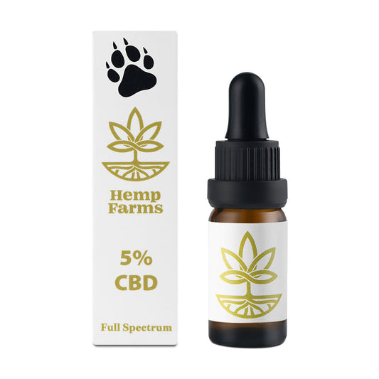 Olio CBD 5% per animali, Hemp Farms, flacone da 10 ml