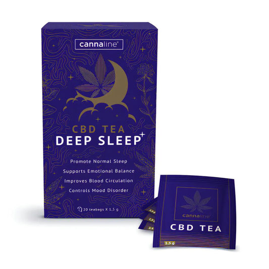 Tè CBD Cannaline Deep Sleep – miscela di erbe per sonno profondo, 30 g, 20 bustine